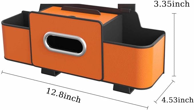Car Organizers and Storage Box Multifunctional, Car Seat Back Organizer, 4 In 1 Universal Car Storage Box With Hanging Tissue Holder, Cup Holders & Hooks for Purses to Travel Accessories (Orange)