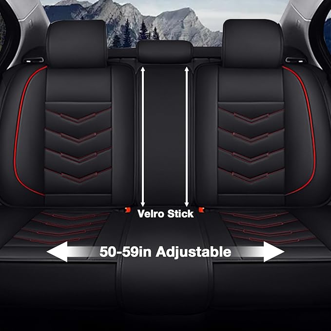 MVRVMV for Ford Escape 2005-2026 Seat Covers, Waterproof Leather Seat Cover (5 Seat Standard,Black-Red)