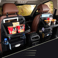 Car Seat Back Organizer PU Leather Storage Bag Universal Auto Multi-pocket Backseat Organizer with Foldable Table Tray