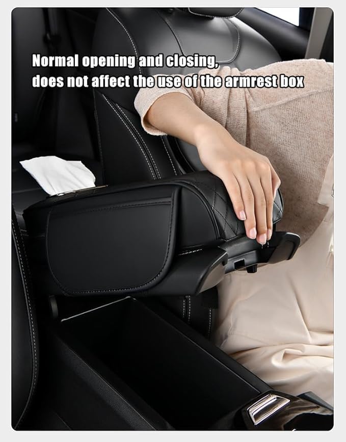 Car Armrest Pad for Hyundai Venue 2020–2025, Center Console Cover with Memory Foam Cushion, Anti-Slip Protector, Arm Rest Cushion Car Interior Accessories,D Brown