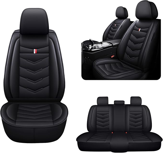 MVRVMV 5-Seat Car Seat Covers for Ford Explorer 2012-2026, Waterproof Non-Slip Wear-Resistant Leather Seat Cover (5 Seat Standard, Black)