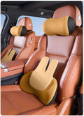 Cute Bunny Car Seat Cushion Set - Lumbar Support Pillow & Neck Pillow for Women Drivers, Ergonomic Back Comfort for Long Drives, Adorable Rabbit Design Car Accessories (Yellow)