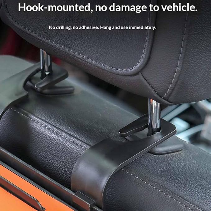 Car Organizers and Storage Box Multifunctional, Car Seat Back Organizer, 4 In 1 Universal Car Storage Box With Hanging Tissue Holder, Cup Holders & Hooks for Purses to Travel Accessories (Black)