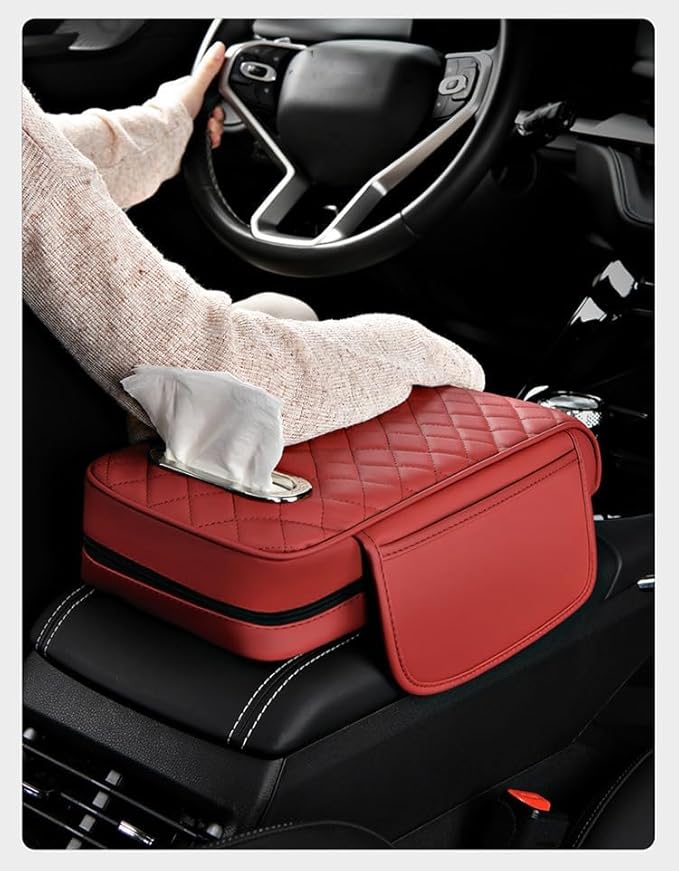 Car Armrest Pad for Hyundai Venue 2020–2025, Center Console Cover with Memory Foam Cushion, Anti-Slip Protector, Arm Rest Cushion Car Interior Accessories,A Black