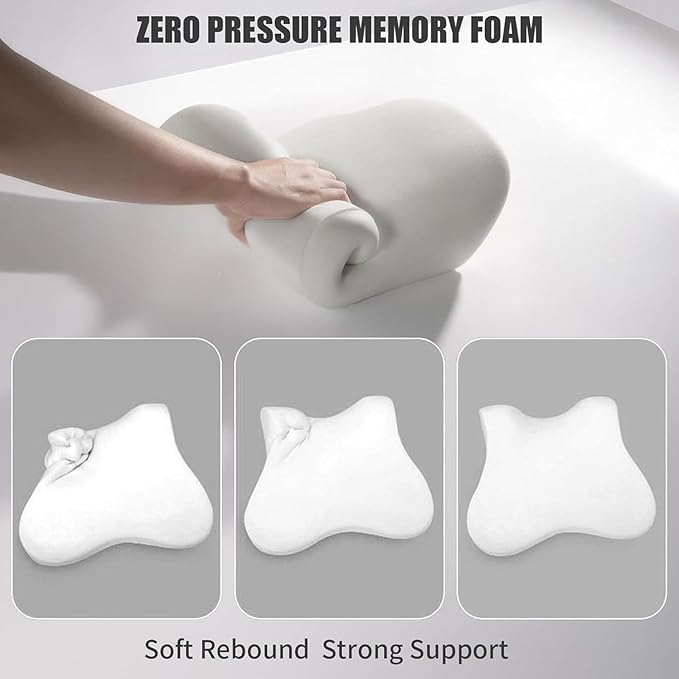 Car Headrest & Lumbar Support Cushion for Citroen DS3 C5 C3 C2 C4 C6, Ergonomic Automotive Seat Neck Pillow Lumbar Backrest Pad Neck Back Pain Relief Detachable Washable, Pink