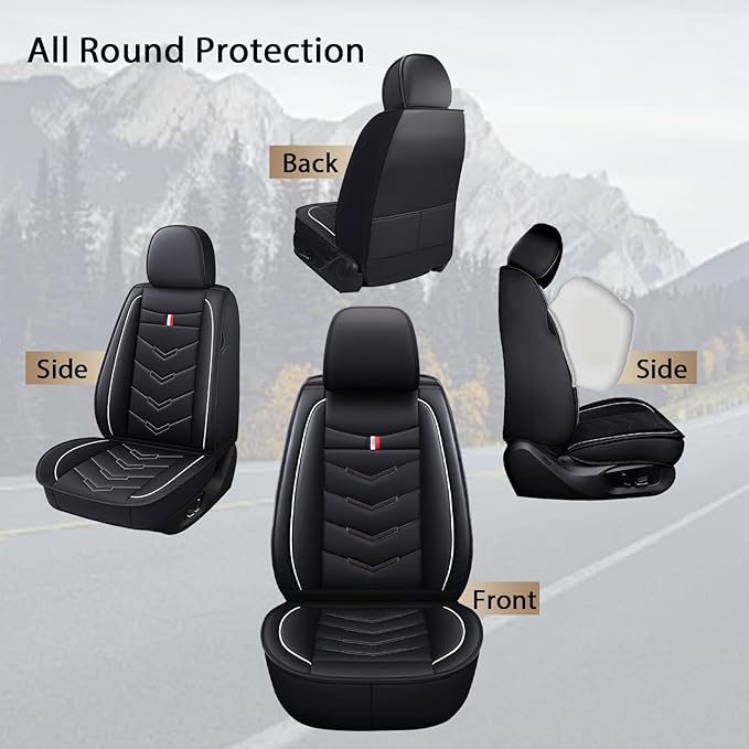 MVRVMV 5-Seat Car Seat Covers for Honda Pilot 2010-2026, Waterproof Non-Slip Wear-Resistant Leather Seat Cover (5 Seat Standard, Black-White)