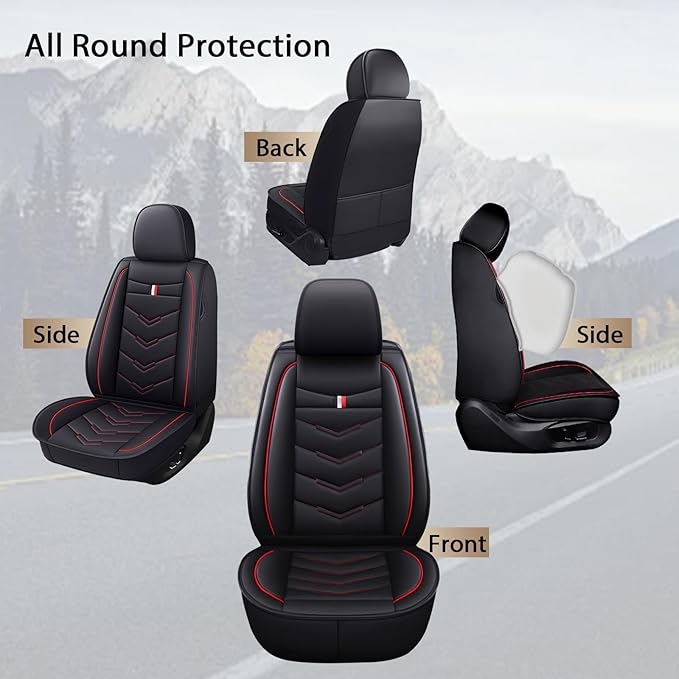 MVRVMV 8 Seat Covers for Honda Pilot 2010-2026, Waterproof Anti-Slip Car Seat Cover Compatible with Airbags (8 Seat Standard, Black-Red