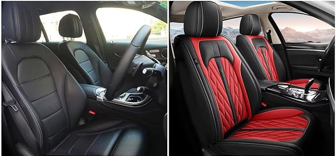 TTX LIGHTING Seat Covers Fit for Kia Rio 2013-2023 Car Seat Covers Full Set Car Faux Leather Breathable Waterproof (5 Seats, Black&Red)