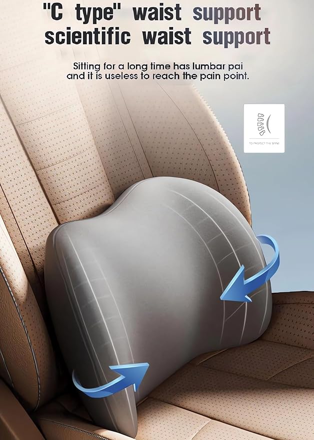 Car Headrest & Lumbar Support Cushion 2025 Upgrade Comfort Memory Foam Car Backrest and Neck Pillow Ergonomic Car Headrest & Lumbar Support for Driving Car Support Cushion for Office Chair Car (Blue)
