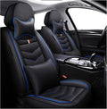 MVRVMV Luxury Car Seat Covers for Ford Explorer 2012-2026, Nappa Leather Auto Seat Cover with 2 Neck Pillows and 2 Lumbar Supports (2 Seat Luxury, Black-Blue)