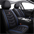 MVRVMV Seat Covers for Ford Bronco 2021-2026, Waterproof Leather Auto Seat Cover (2 Seat Standard,Black-Blue)