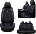 MVRVMV Seat Covers for Ford Explorer 2007-2026, Waterproof Leather Auto Seat Cover (5 Seat Standard,Black-Blue)