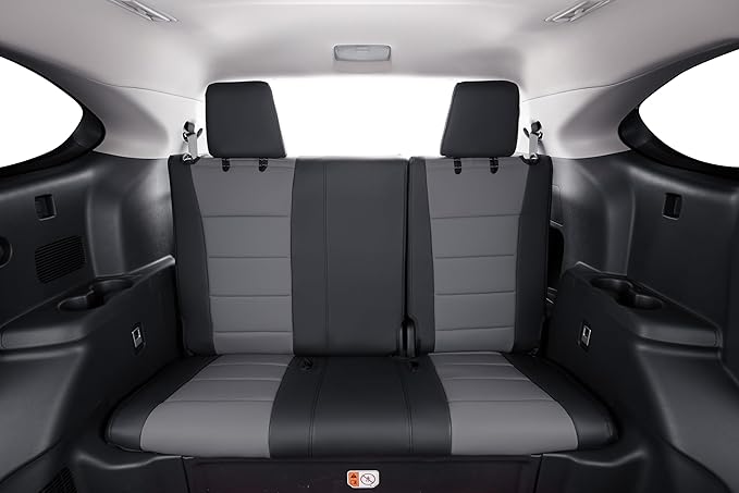 coverdream Grand Highlander Seat Covers for 2024 2025 2026 Toyota Grand Highlander SUV,2nd Row 40/60 Split,Fully Covered,Luxury Leather Car Seat Protector(Full Set,Black/Grey)
