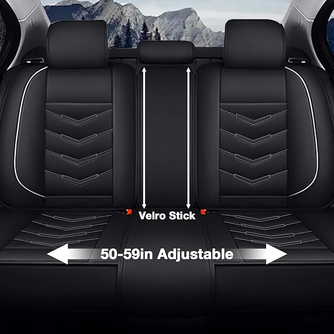 MVRVMV Luxury Car Seat Covers for Honda Pilot 2010-2026, Wear-Resistant Front and Rear Seat Cover with 2* Neck Pillow and 2* Lumbar Support (8 Seat Luxury, Black-White