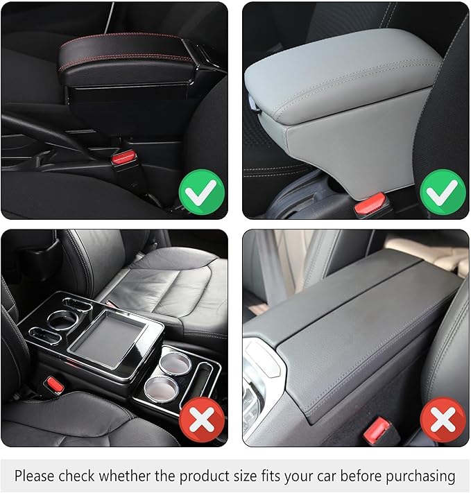 Car Armrest Pads for Hyundai Santa Fe Sport 2013 2014 2015 2016 2017 2018,Leather Center Console Covers Waterproof Anti-Slip Scratch Comfortable Automobile Protective Accessories,Black