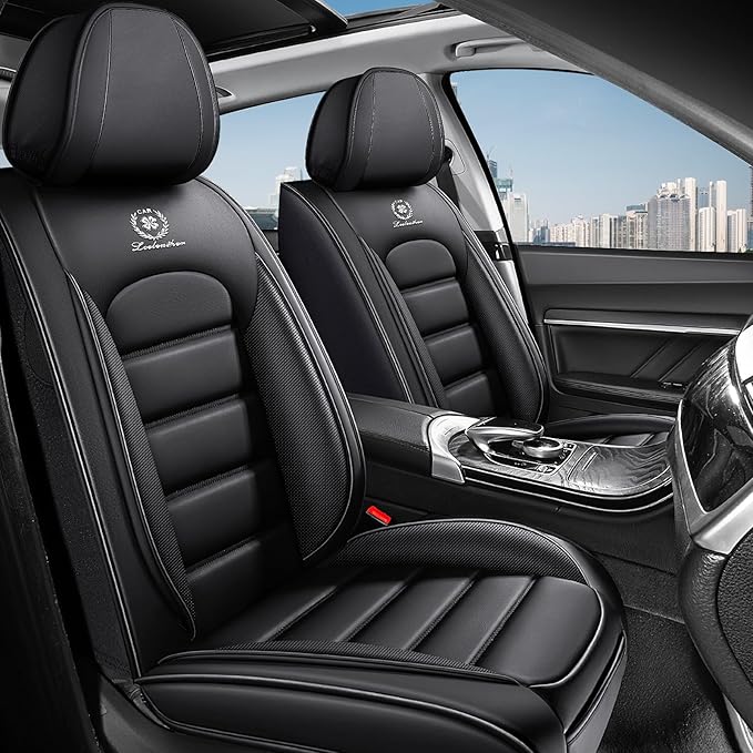 AREKA 2 Seat Covers for Honda Civic 2002-2026 Breathable Car Seat Covers,Anti-Slip Waterproof Car Seat Protectors with Airbag,Automotive Vehicle Cushion with Storage Pockets (Standard,Black)