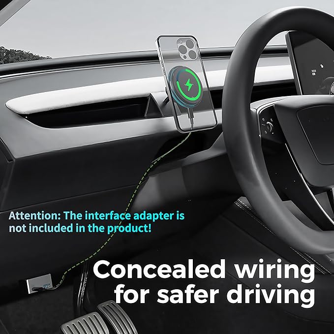 for Tesla Phone Mount Model 3 Highland 2024 & 2025, 15W Qi2 Wireless Charger Strong Magnetic Phone Holder for All 4-6.9'' Smartphones, Base Airvent Adjustable, Anti-Slip Mount