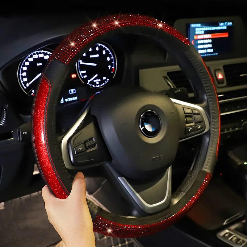 Diamond Bling Glitter Leather Steering Wheel Cover