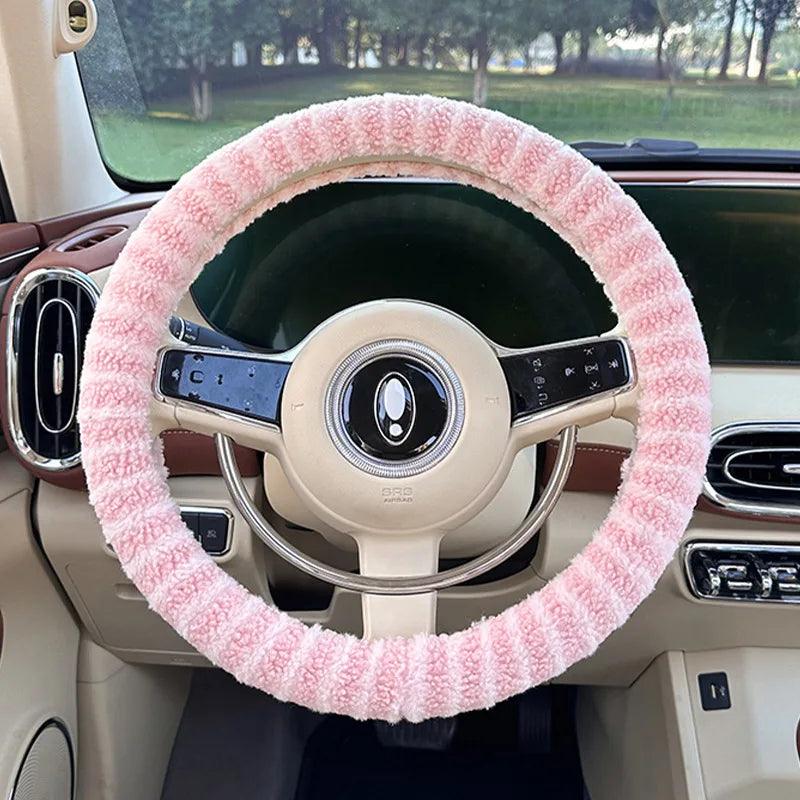 38CM Winter Plush Steering Wheel Cover - Warm Lint Fashion Car
