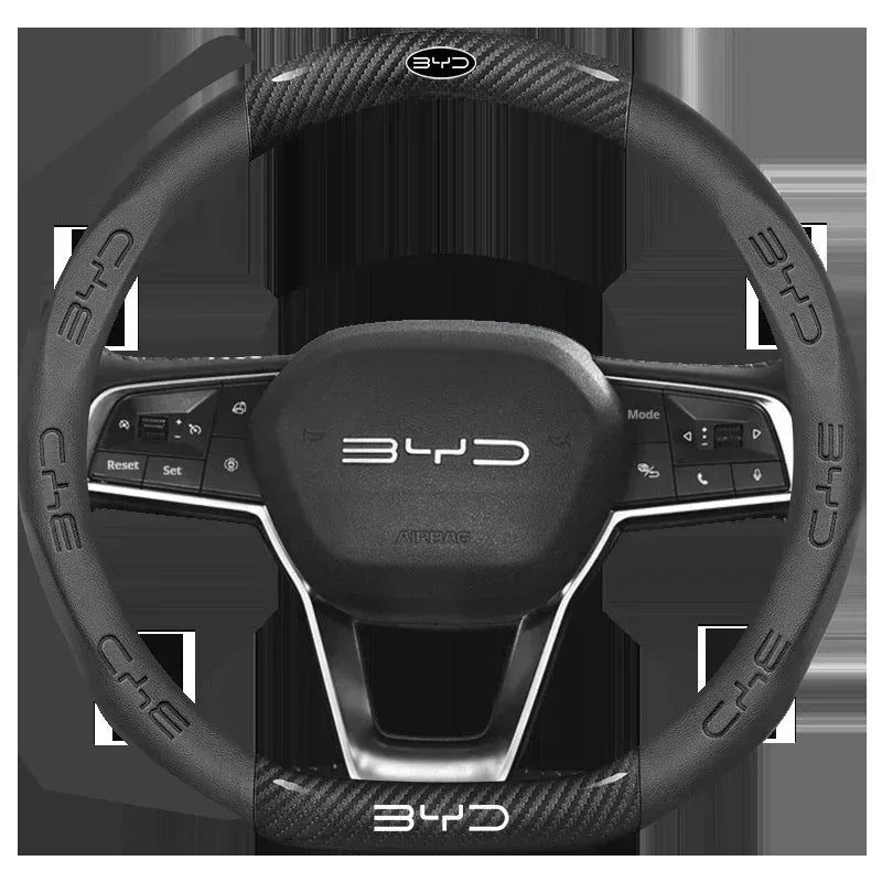 BYD Carbon Fiber Leather Steering Wheel Cover