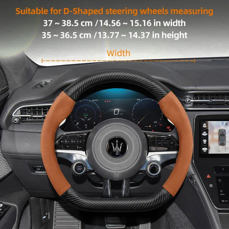 Maserati Suede Carbon Fiber Leather Steering Wheel Cover