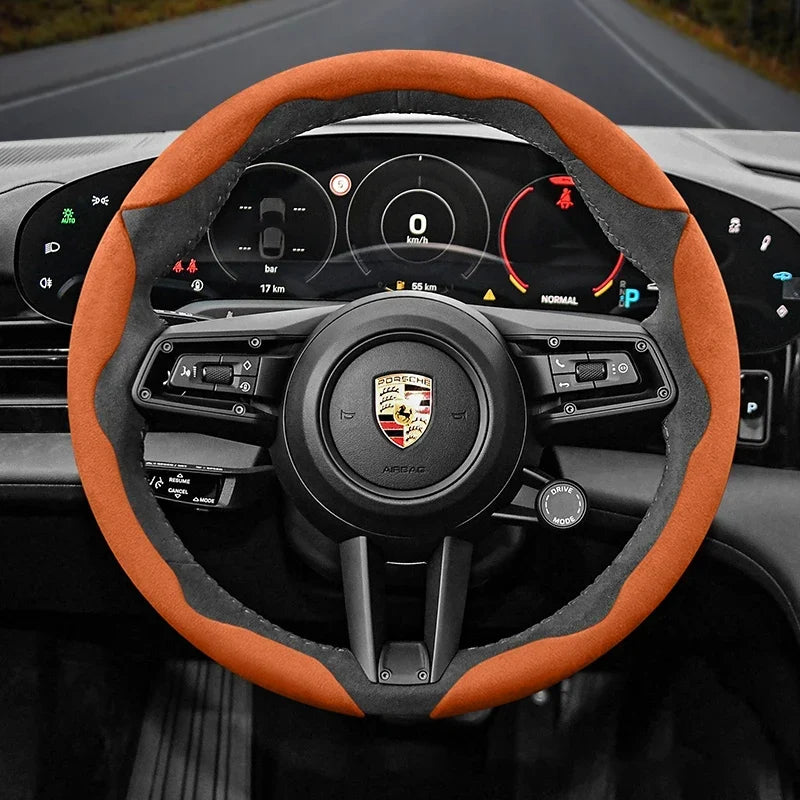 Porsche Suede Snap-On Steering Wheel Cover